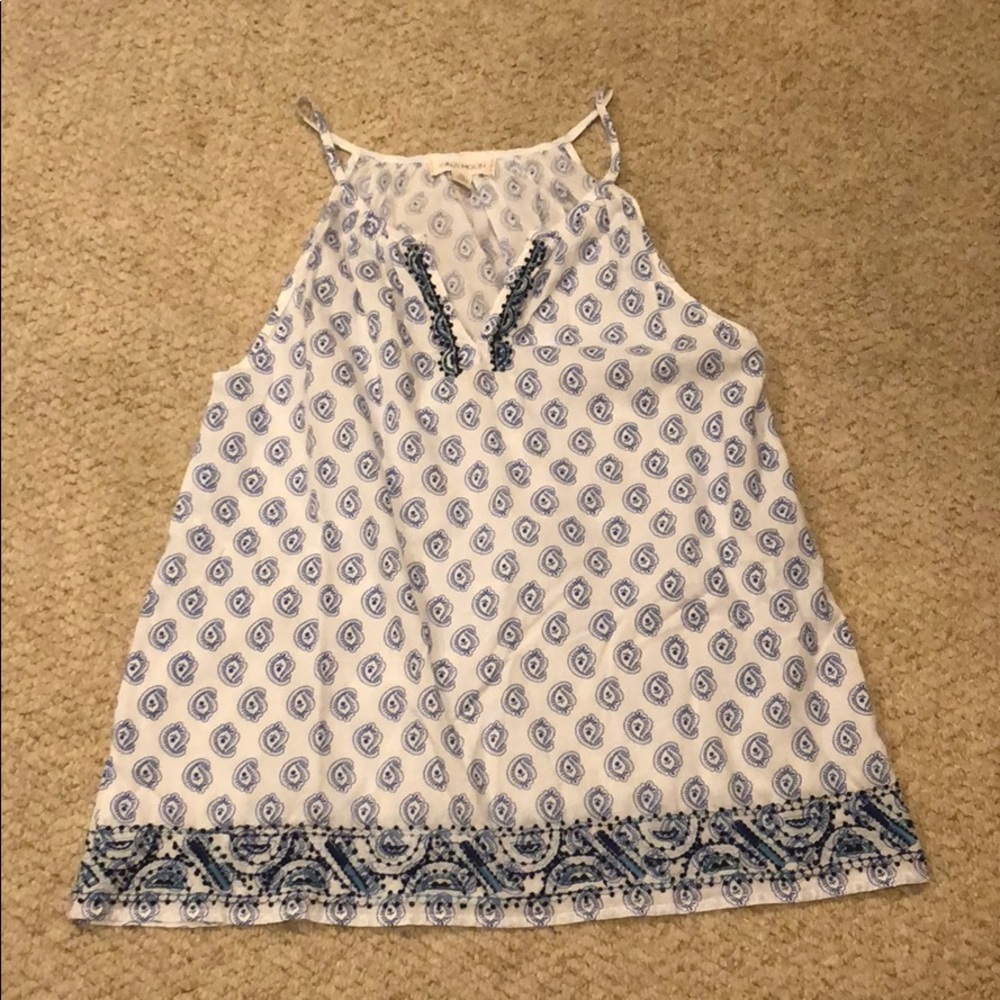 Paisley tank top with beading detail. Size small.